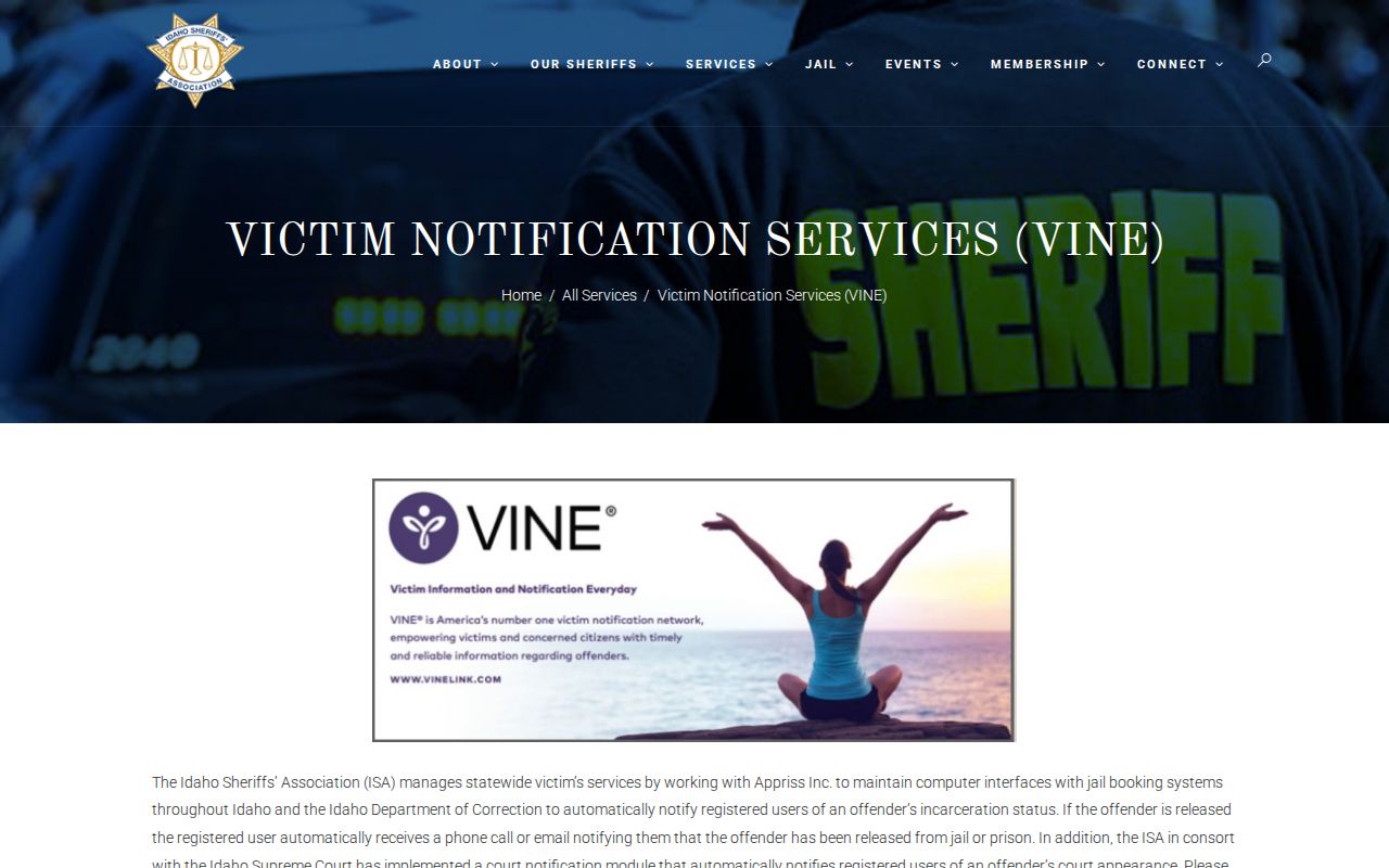 Madison County custody and release alerts through Idaho VINE