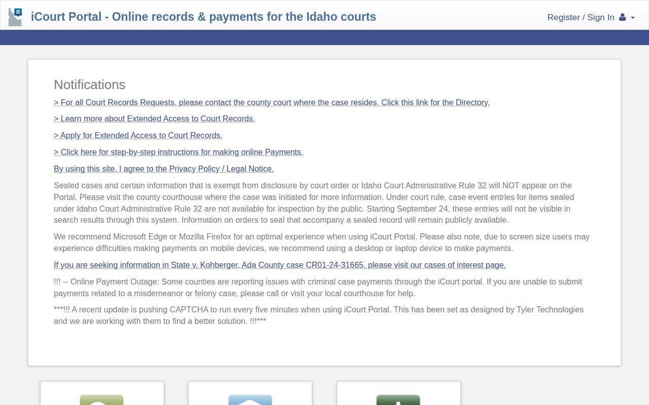 Idaho iCourt Smart Search portal for Madison County warrant and case checks