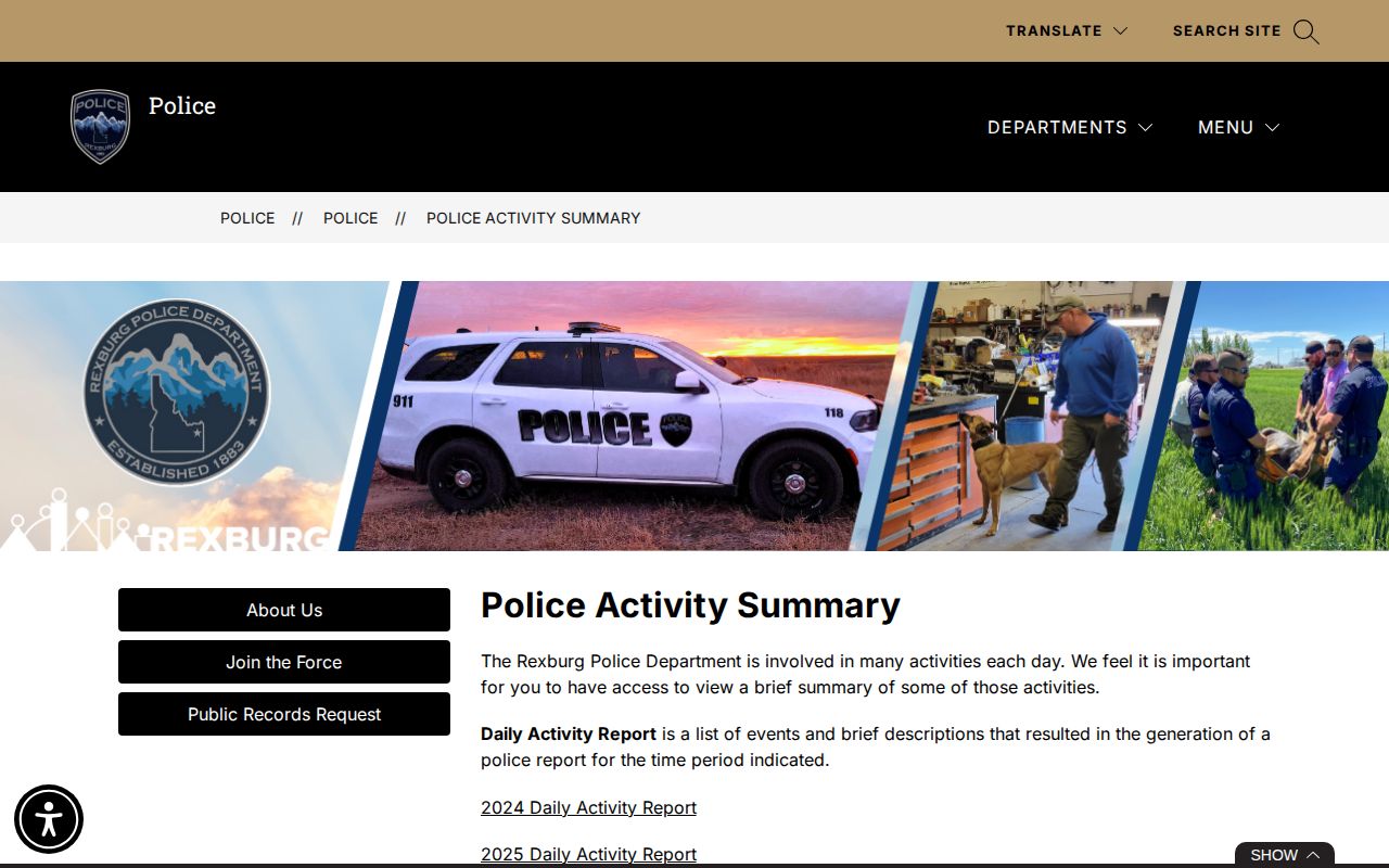 Rexburg Police Activity Summary archive for city police reports